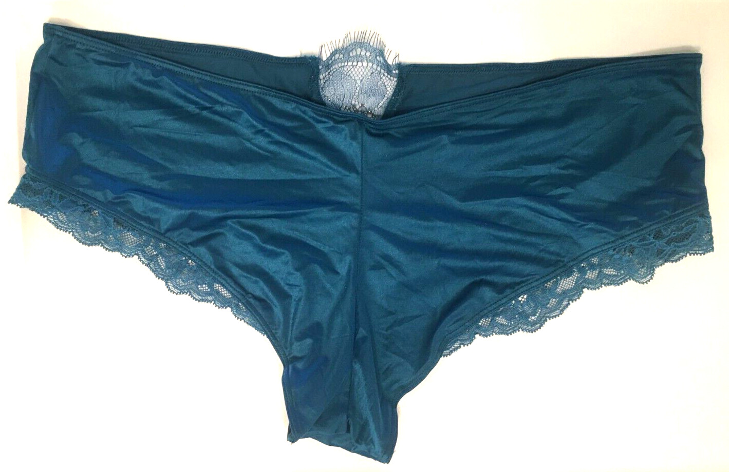 Victoria’s Secret Sapphire Blue Micro Shimmer Lace Inset Cheeky Panty Size L NWT