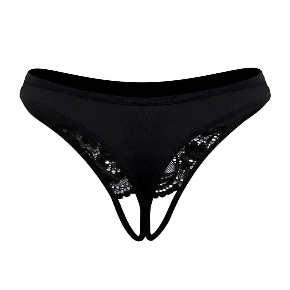 Women Lace Panties Crotchless Underwear Thongs Lingerie G-string Floral Briefs~