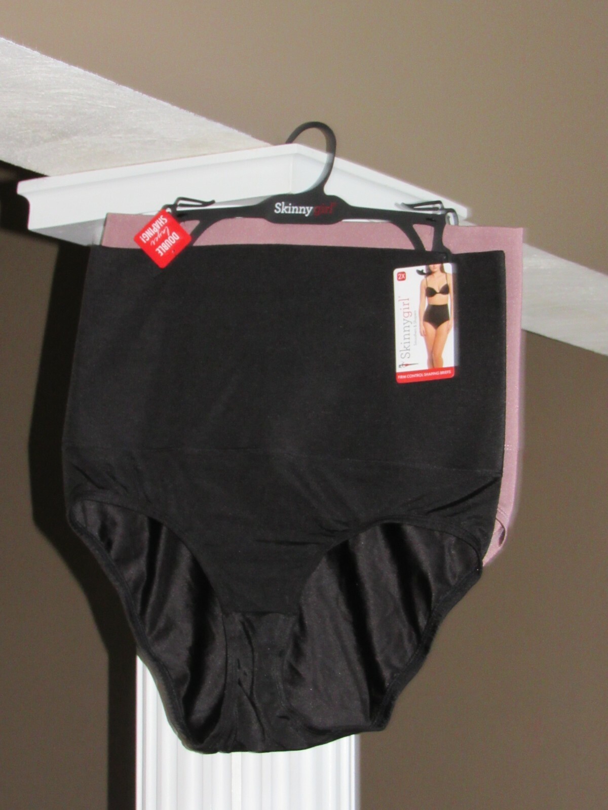 SkinnyGirl Black Mauve FIRM CONTROL SHAPING Brief Panties 2 PAIRS Sz 1X NWT $40