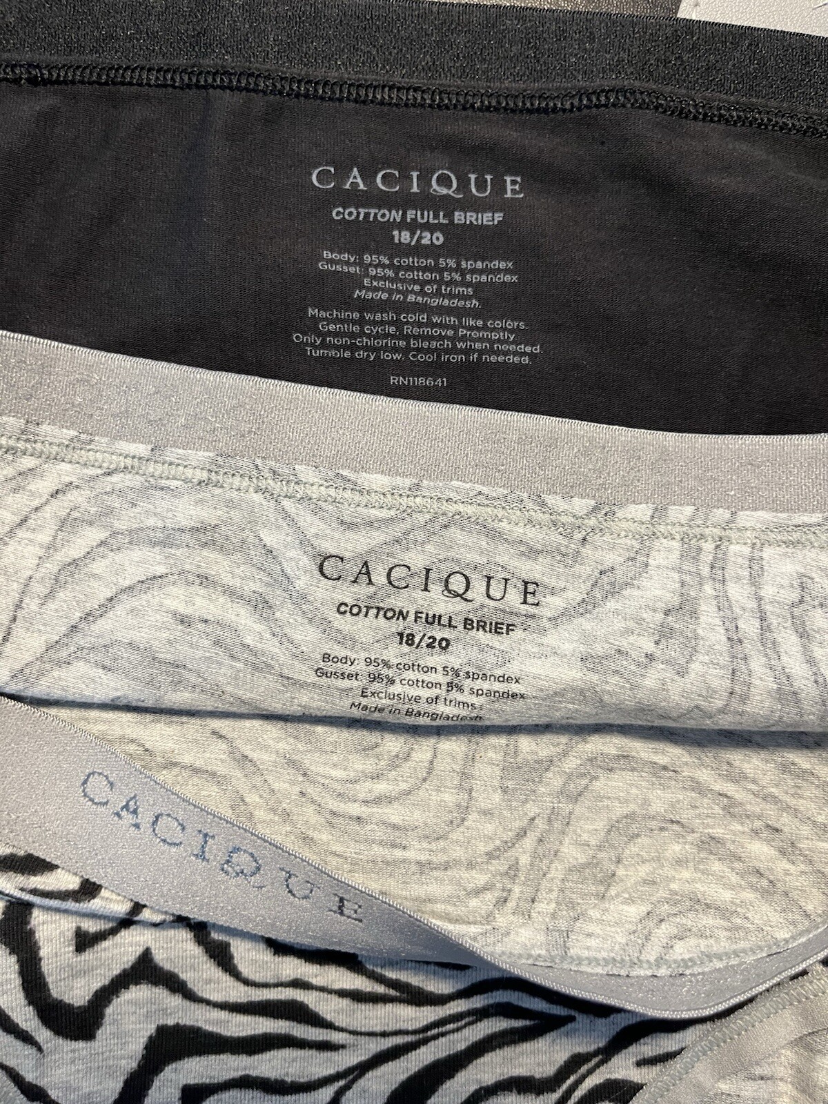 Cacique Lane Bryant Cotton Full Brief Panty 18/20 Lot of 2 Zebra Animal (6940)