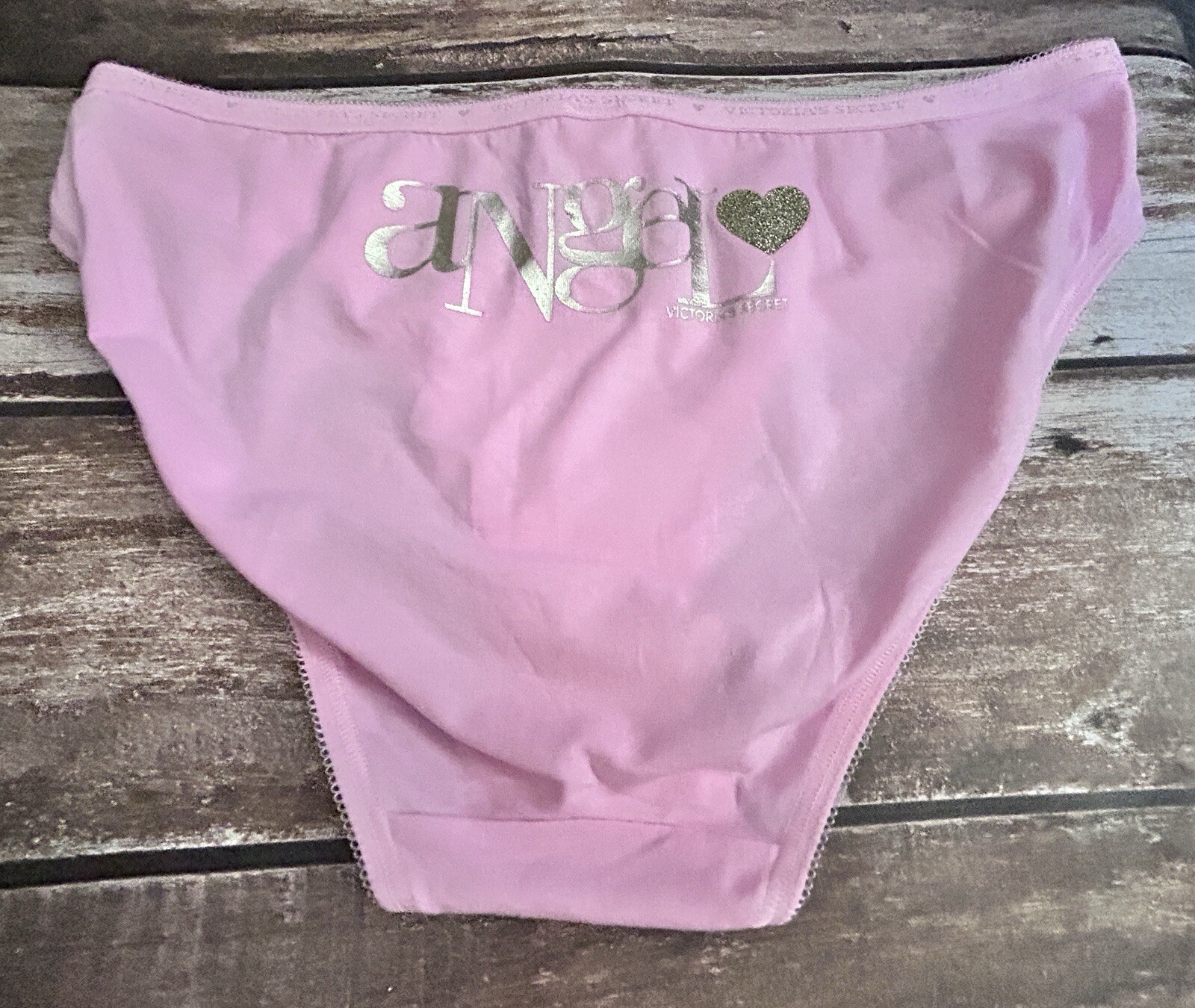 NWT Vtg Victorias Secret Pink “Angel”Wings Bikini Small Gold Heart Bling Sparkle