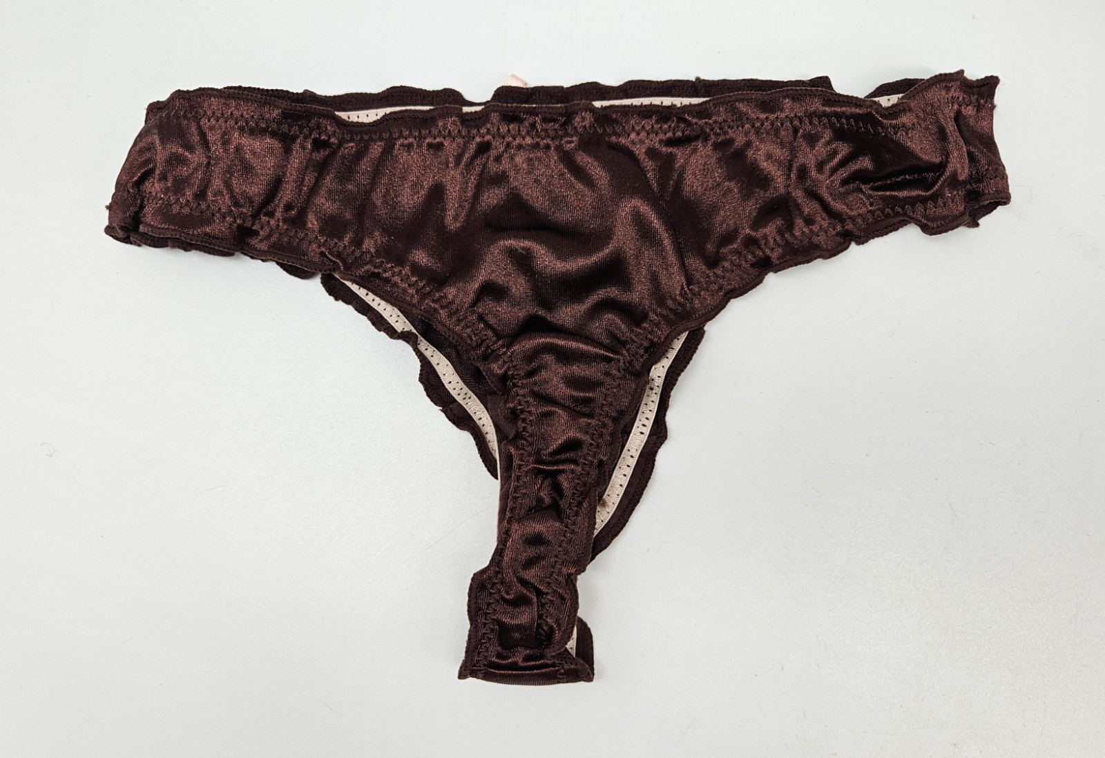 7 Pack Satin Silky Stretch Thongs Women’s S M L XL Black Brown Beige Peach Cream