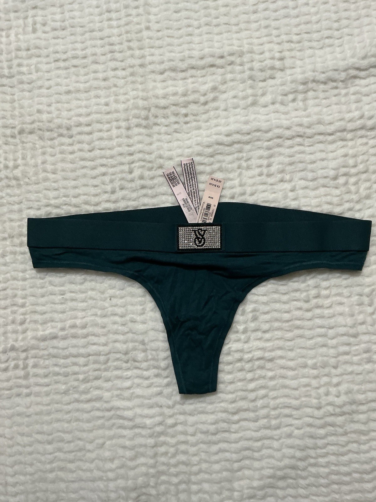 Victoria’s Secret Green Solid Thong Panties Size M Polyamide Elastane Stretch