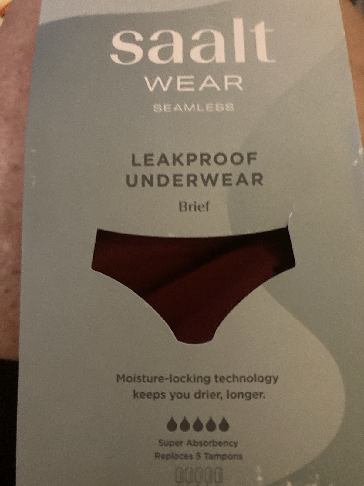 Saalt Women’s Seamless Leakproof High Waist Period Panty Burgundy 3 XL NWT