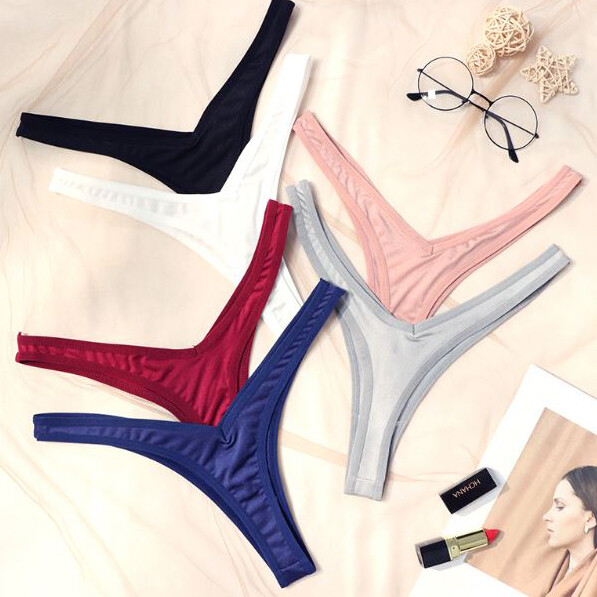 6 Pack Lot Sexy Womens High Leg Thongs Panties G string Bikinis Briefs Underwear
