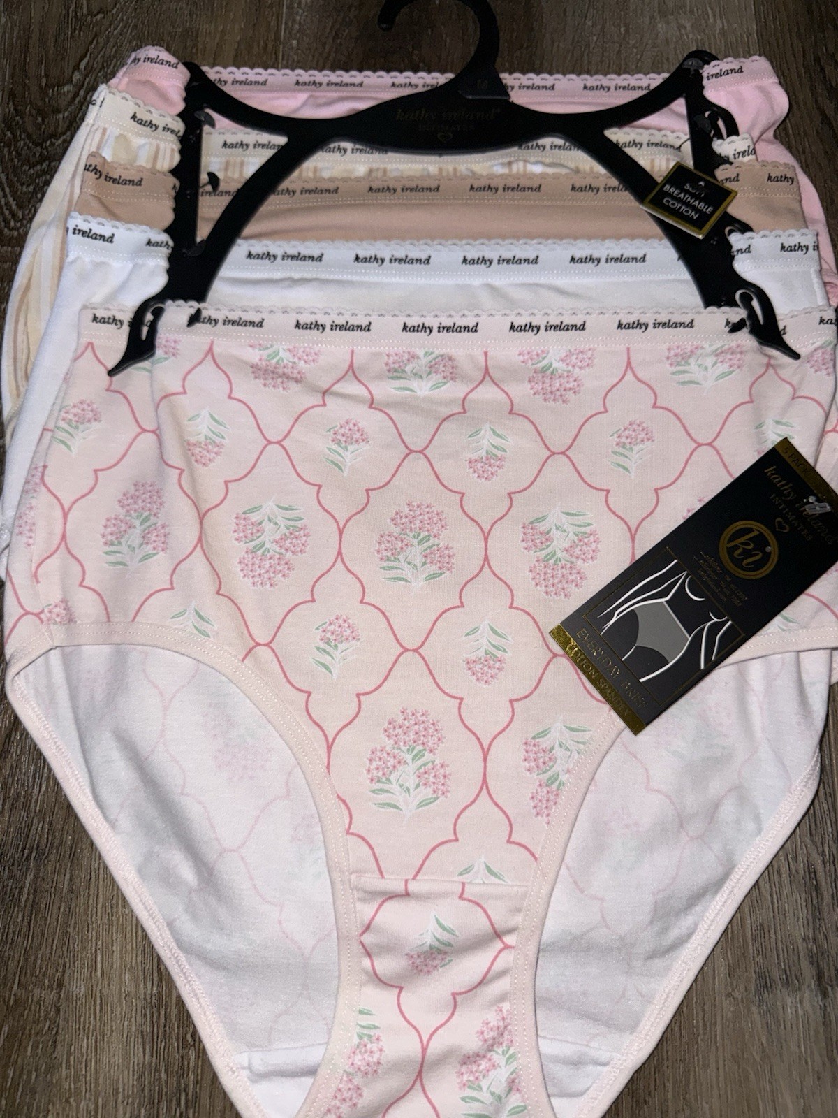 Kathy Ireland ~ Womens Brief Underwear Panties 5-Pair Cotton Blend (B) ~ M