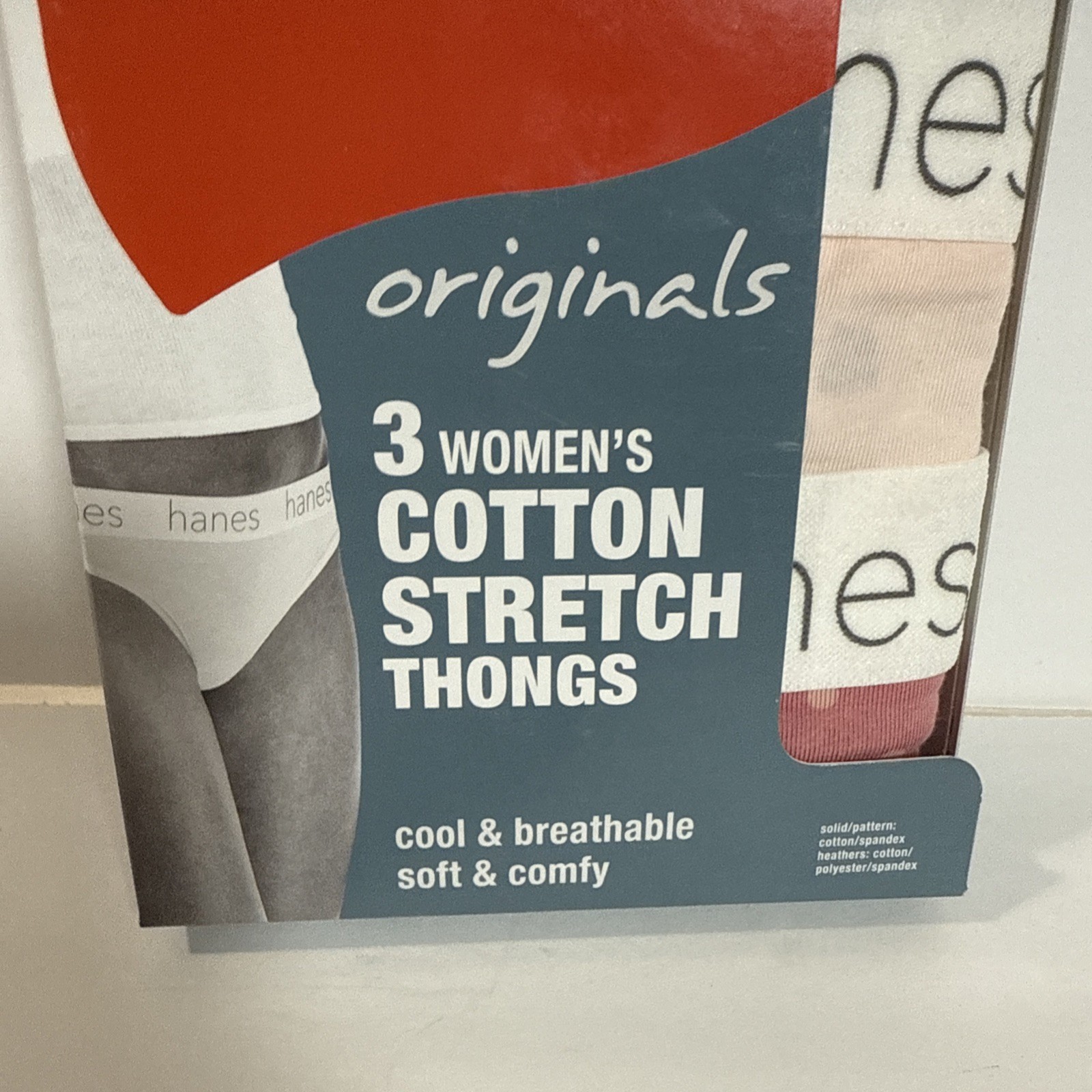 HANES 3 PK Originals Women’s Cotton Thongs Underwear Sz 9/2XL