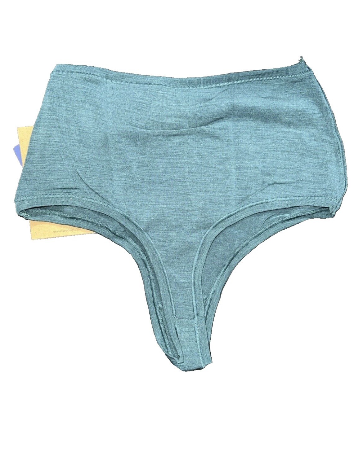 2 PACK Woolly Women’s High Waisted Thong, 95% Merino Wool , Lilac Teal 2XL