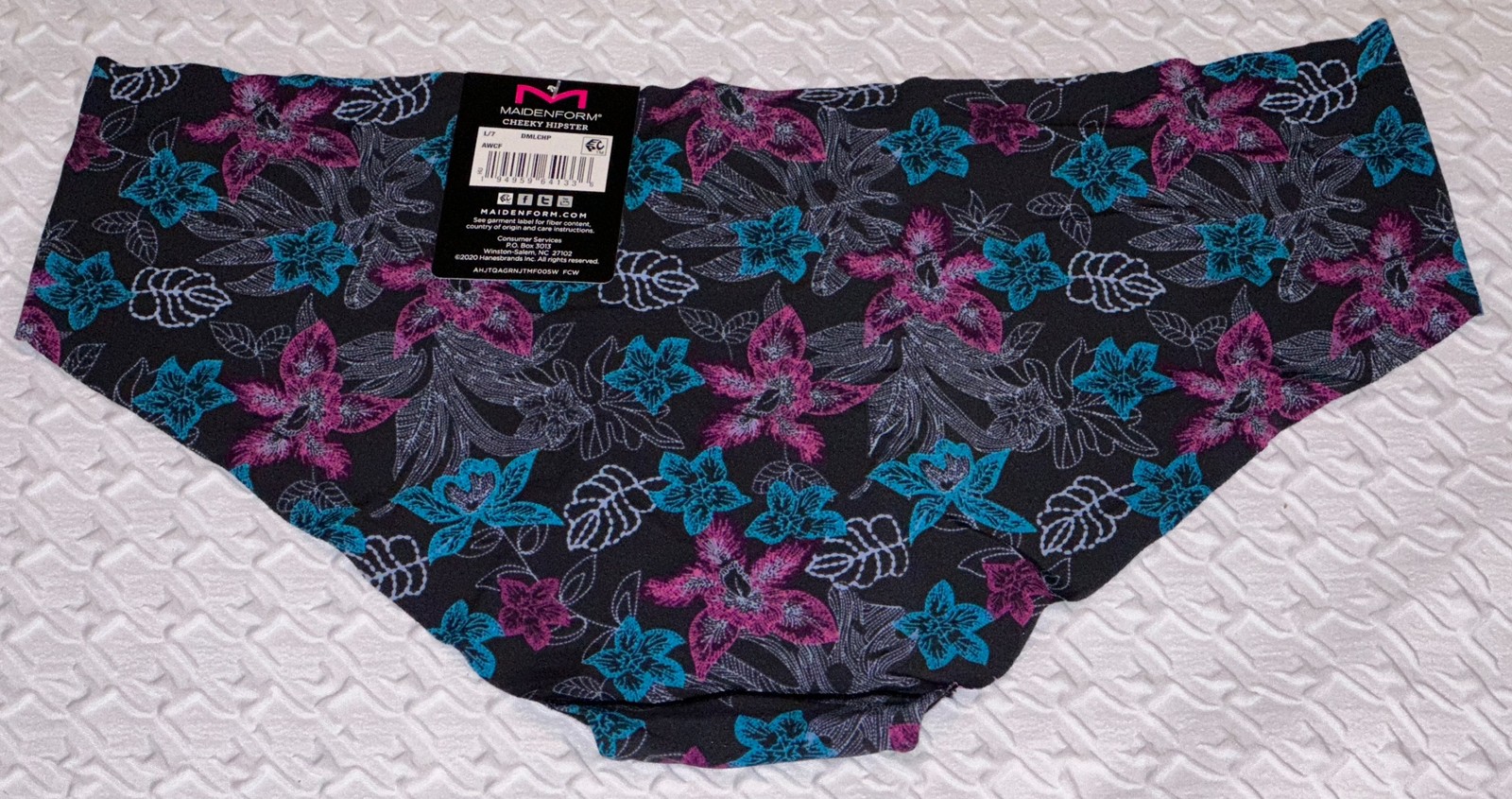 MAIDENFORM Flawless No Line Look Black Floral Hipster Panty Underwear Womens L 7