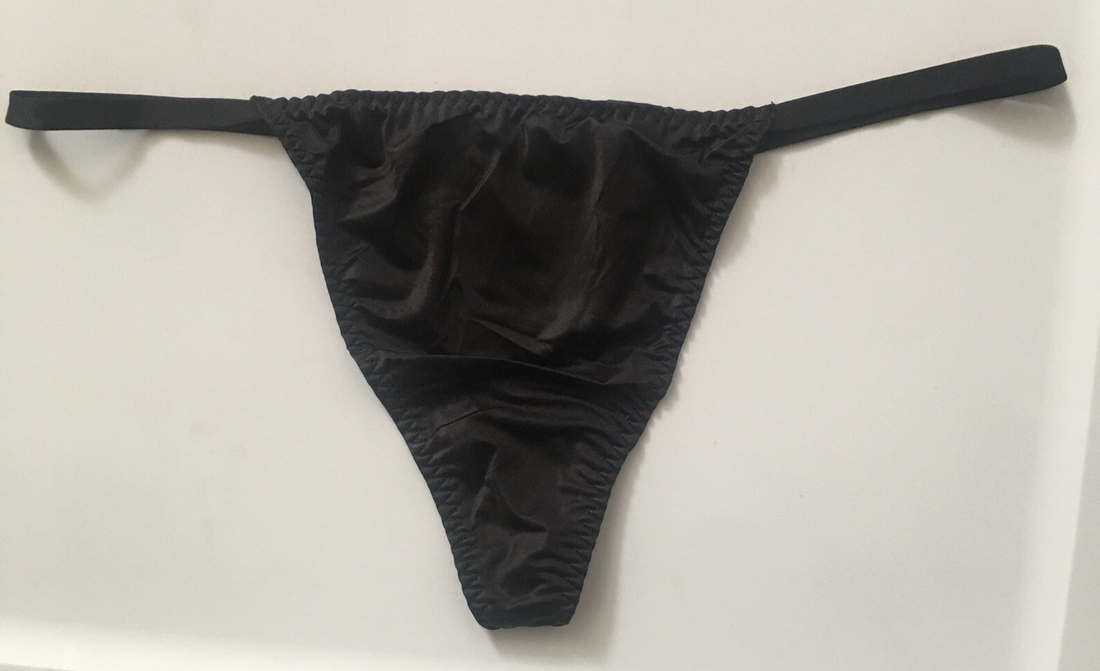 Victorias Secret Sexy Black V-String Thong Panties XS-L-XL Silky Solid Front