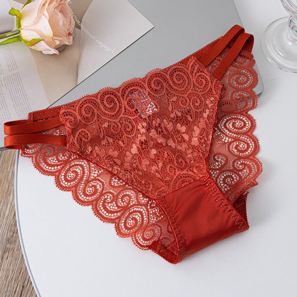 Women Breathable Triangle Underwear Comfortable Lace Hollow Cotton Nylon