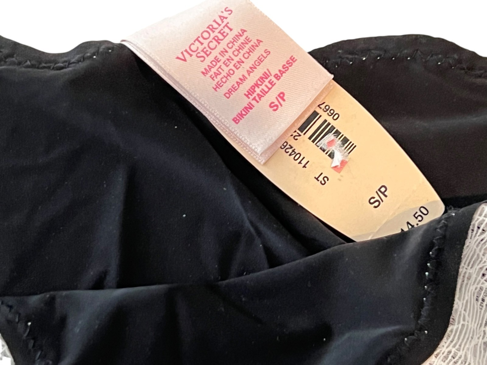 NWT Sz S/P Victoria’s Secret Panties Dream Angels Hipkini Bikini Black White