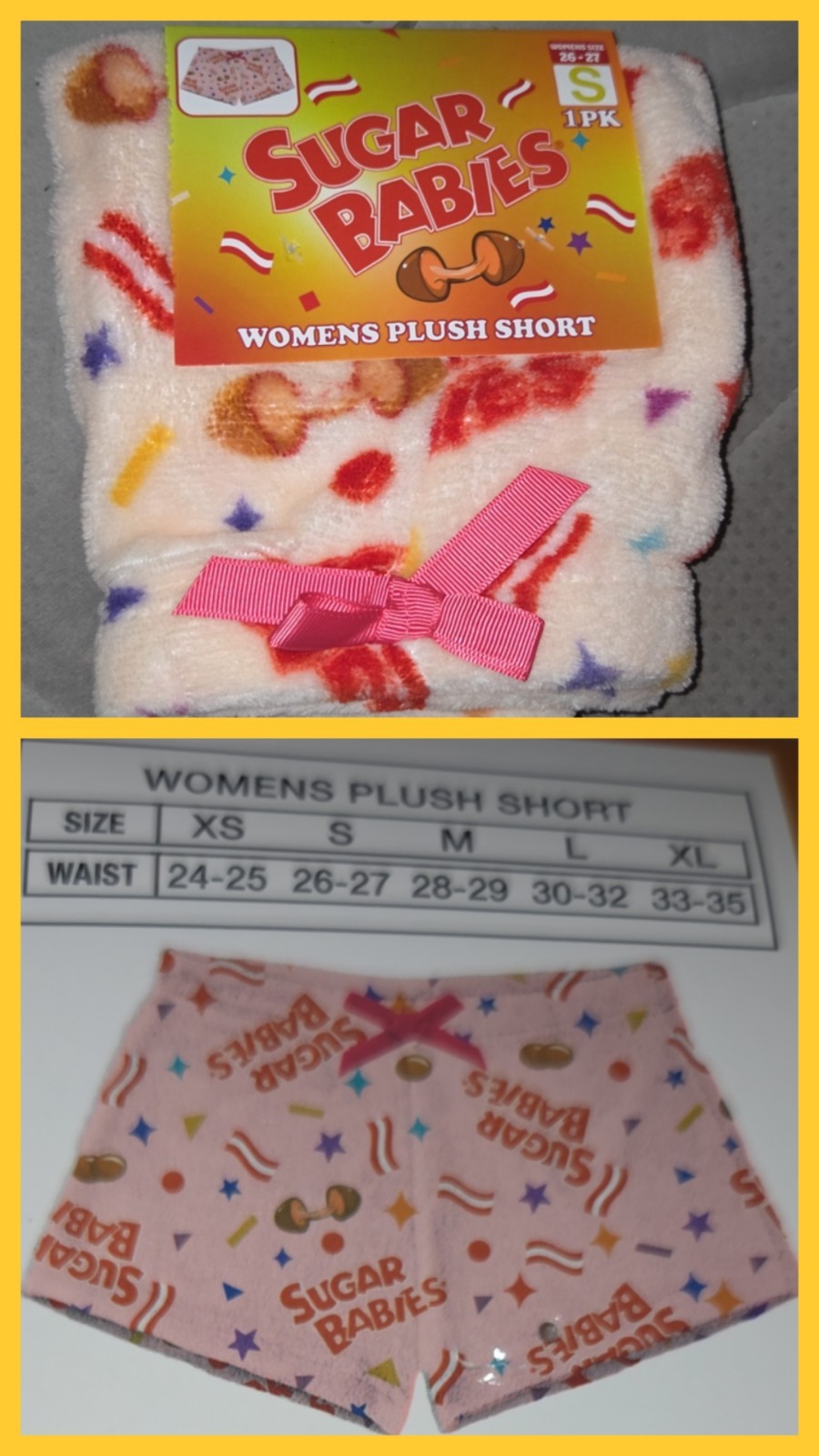 New Sugar Babies Women’s Plush Shorts Size Small 26-27 super cute and so soft