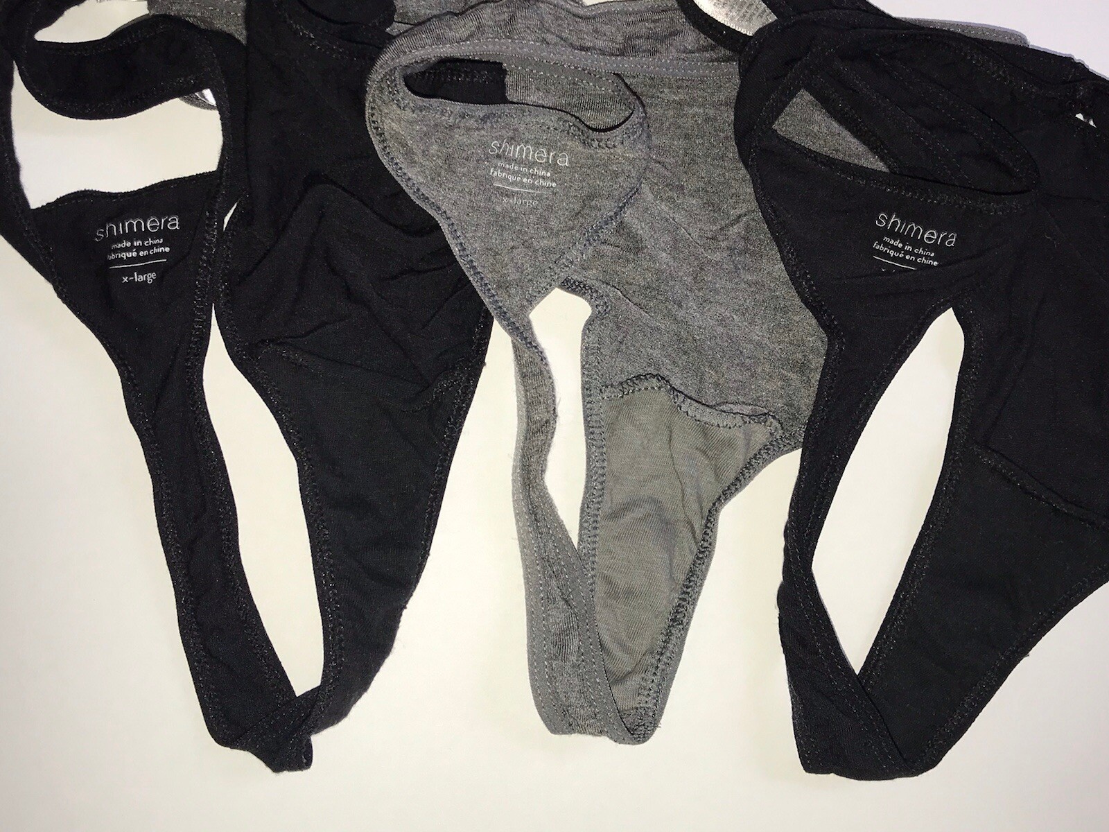 Set of 3 SHIMERA Thongs Size XL, Black & Gray Panties Underwear