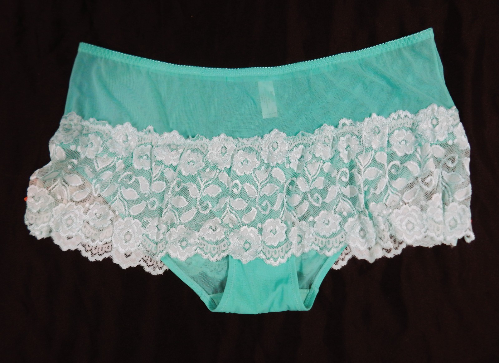 CABERNET GREEN NYLON/SPANDEX FLIRT SKIRT LACE PANTY–Style 4264–Size 2X