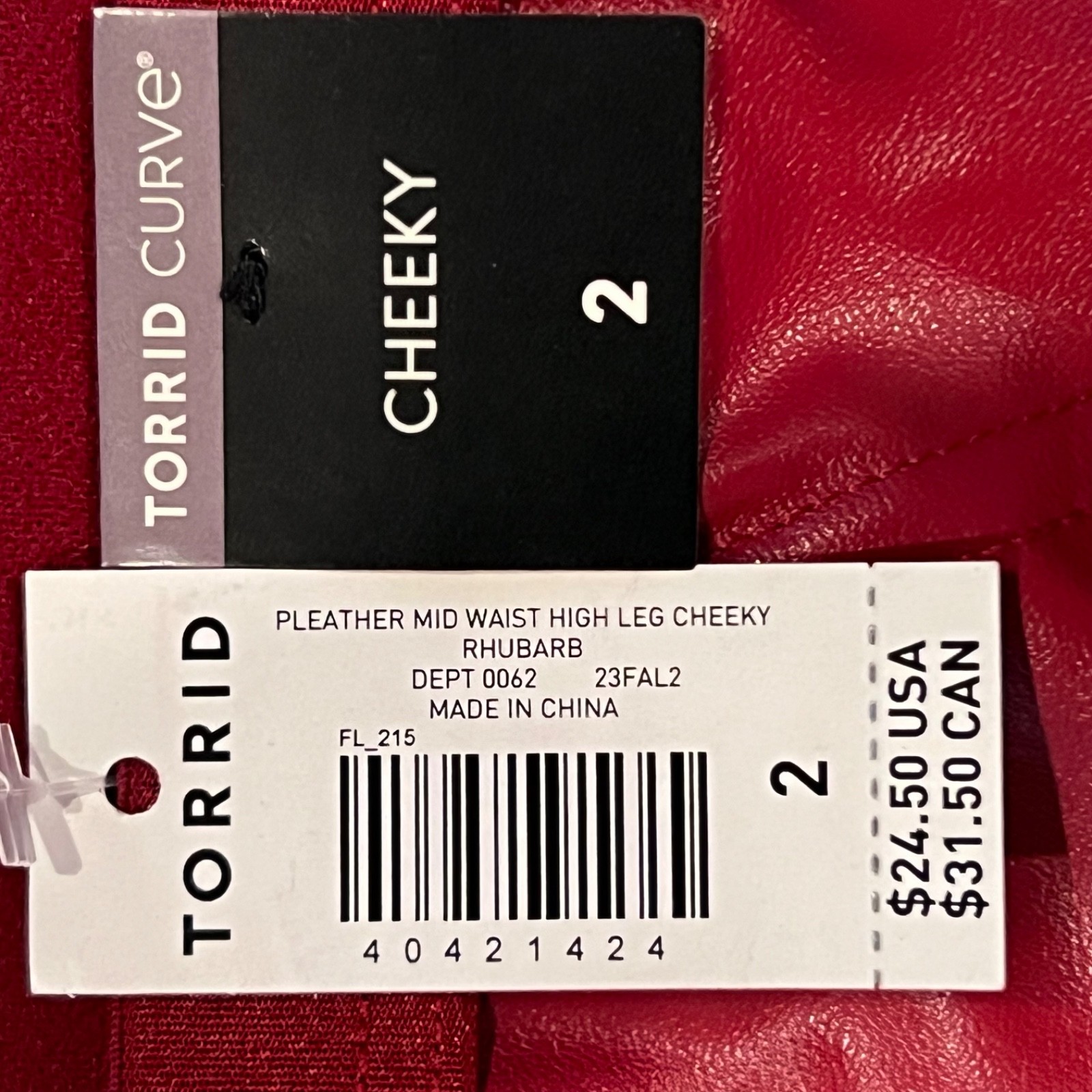 NWT TORRID Cheeky Pantie Sz 0X-1X-2X-3X-4X Red Pleather Mesh
