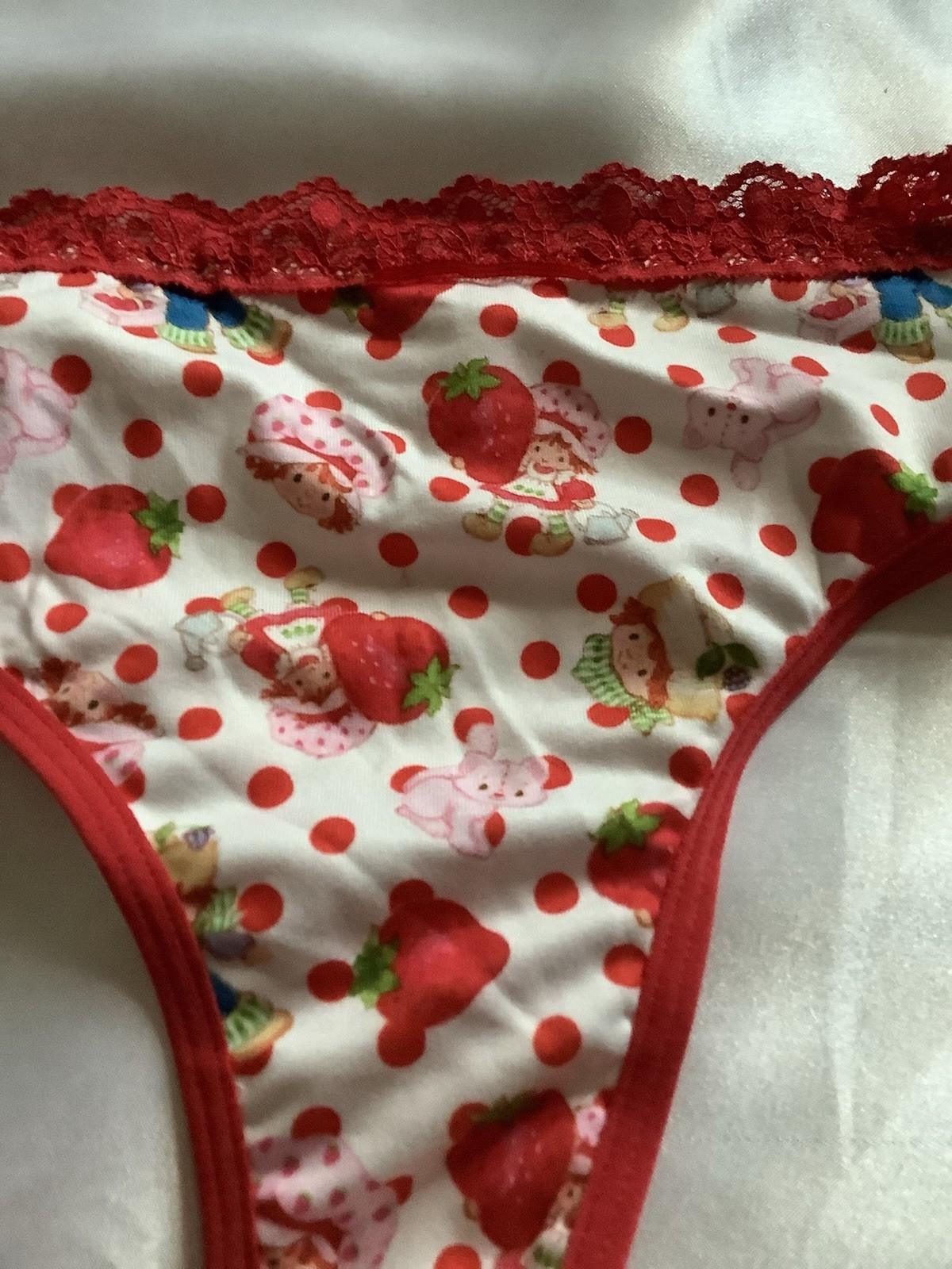 Women’s Teens Strawberry Shortcake Red Pink Kawaii Thong Panties 2pk Large