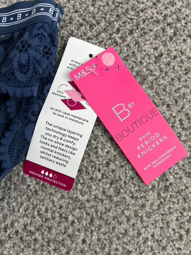 BNWT M&S B by Boutique Dark Blue Bikini Period Protection Knickers Size 16