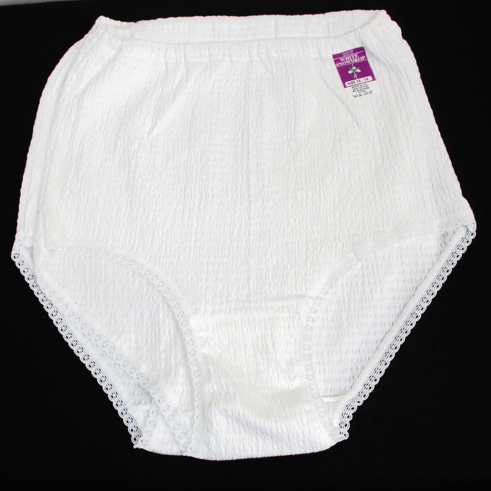 Ladies 2 Pack 92% Cotton 8% Elastaine Lycra Crinkly Briefs Sizes: 12/14— 28/30
