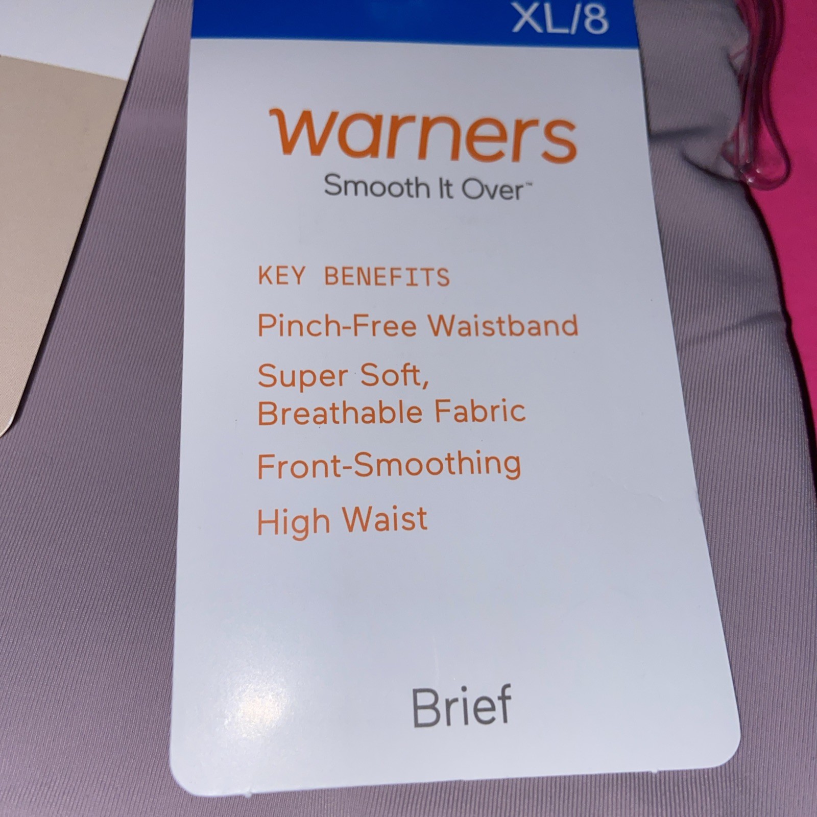 WARNERS VERY PALE PURPLE SMOOTH IT OVER BRIEF PANTIES / X-LARGE/ 8