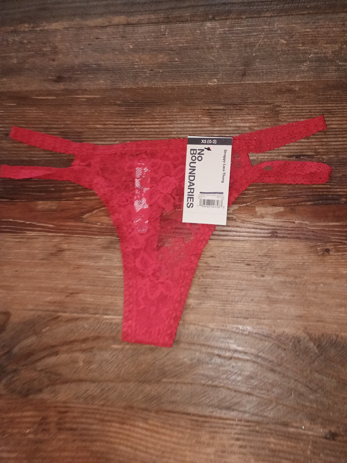 Women’s No Boundaries Cherry Tomato Strappy Lace Thong Panties Size XS (0-2)
