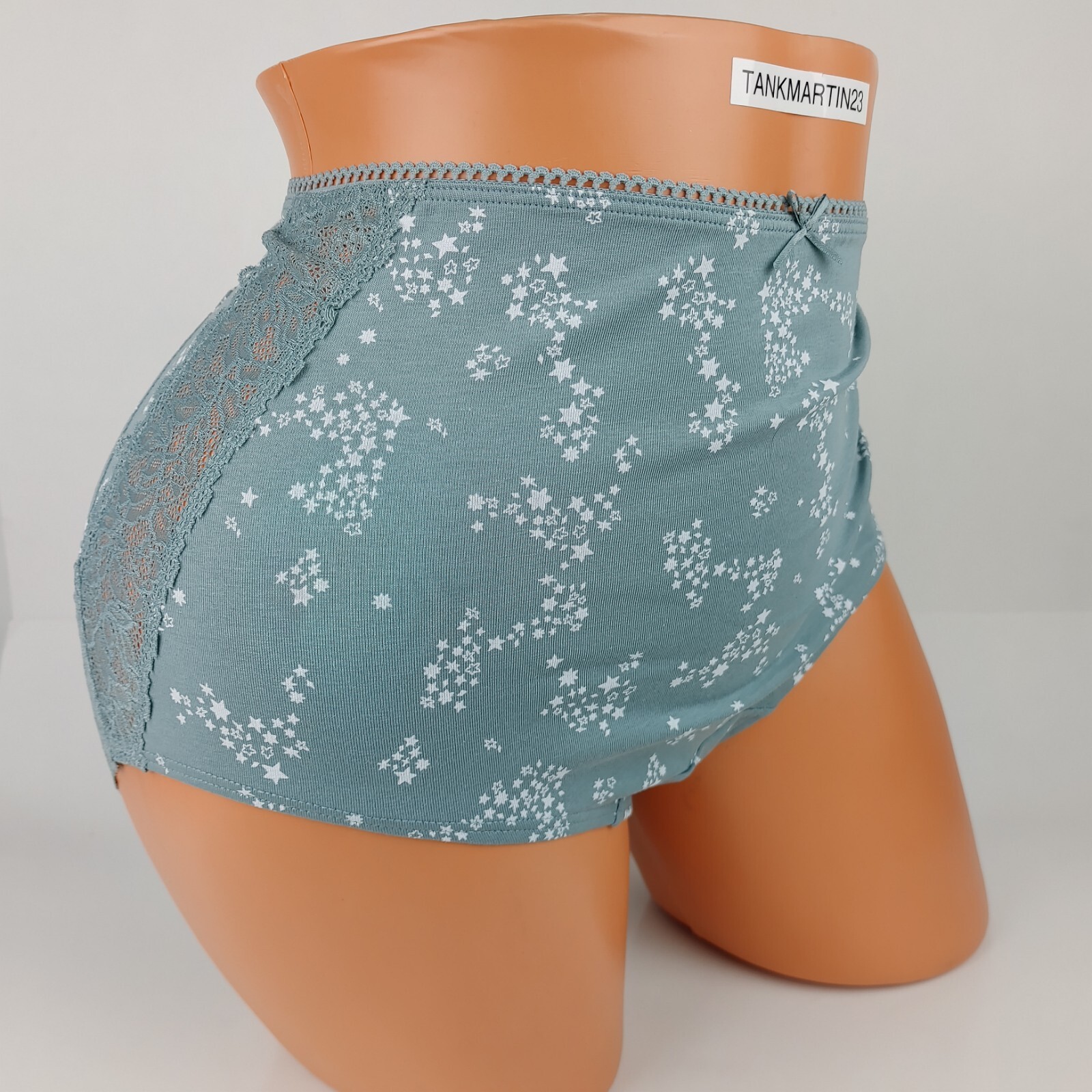 LANE BRYANT CACIQUE PLUS COTTON FULL BRIEF 18/20 PANTY GREEN STARS LACE HIP BUTT