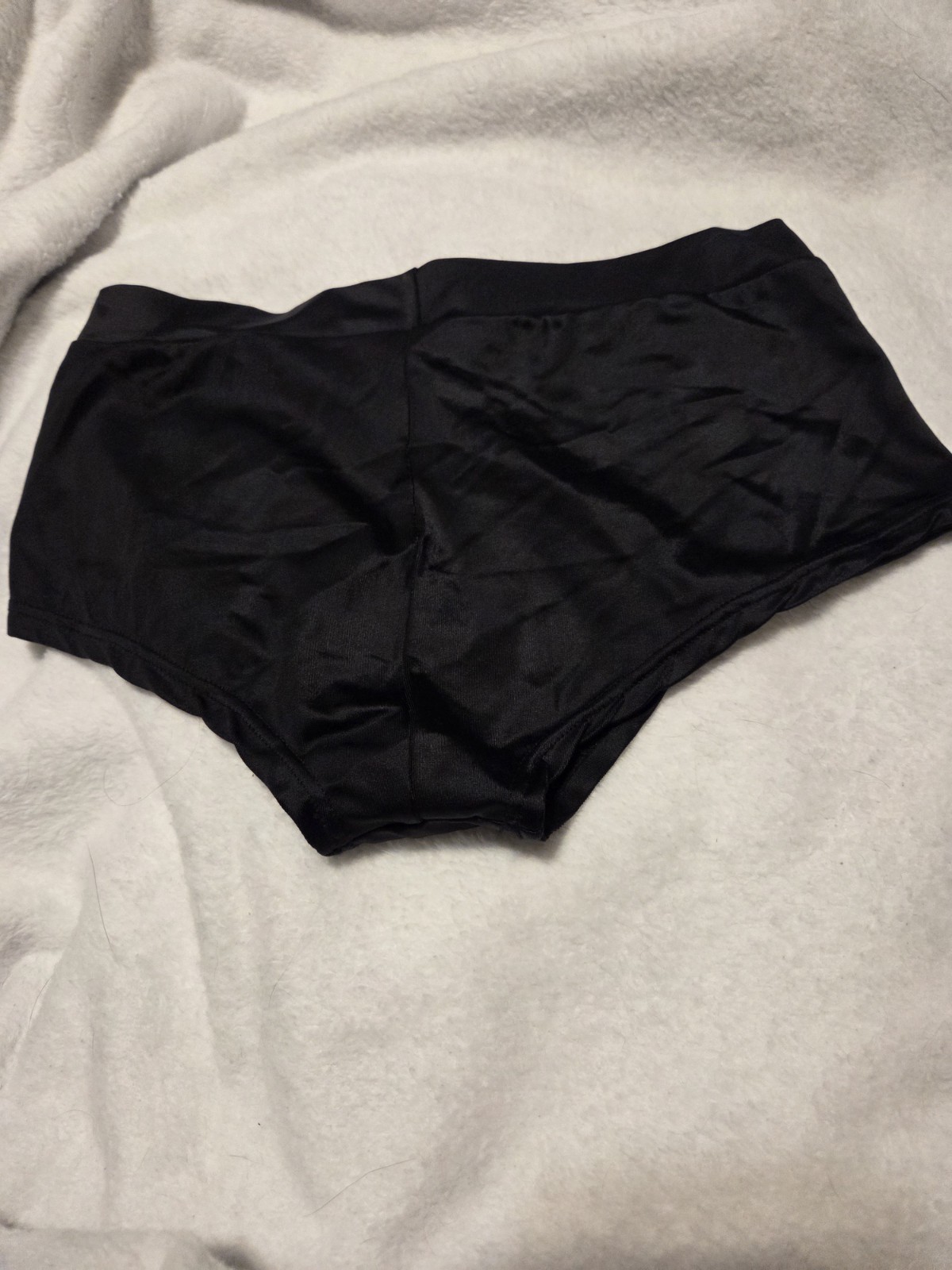 NWT Vintage Petite Black Shiny Soft Della Spiga Boyshort Panty Small 5