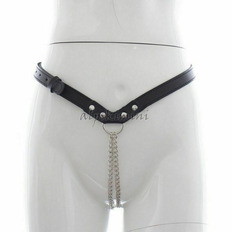 Soft Leather Women Micro Thong With Chain Sex T-back G-string Knickers Lingerie