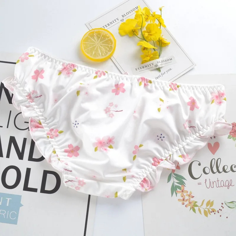 Low Rise Floral Cartoon Panties Women’s Ruffle Lace Soft Stretch Comfort Briefs