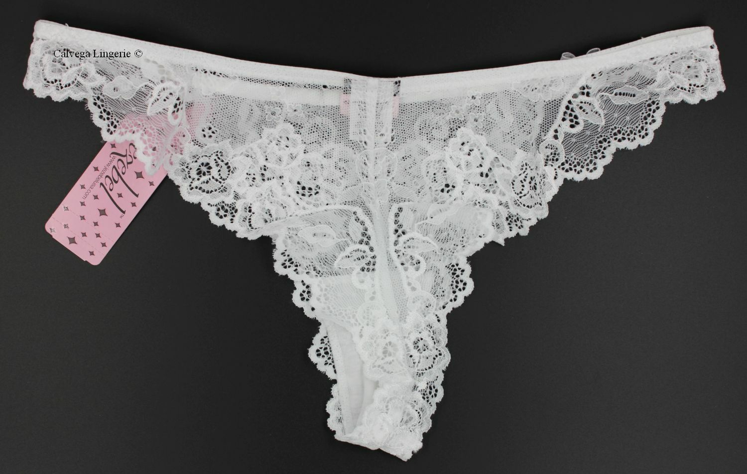NWT JEZEBEL 50533 “Caress” Low Rise Lace Tanga Panty, White (WHT), Bridal