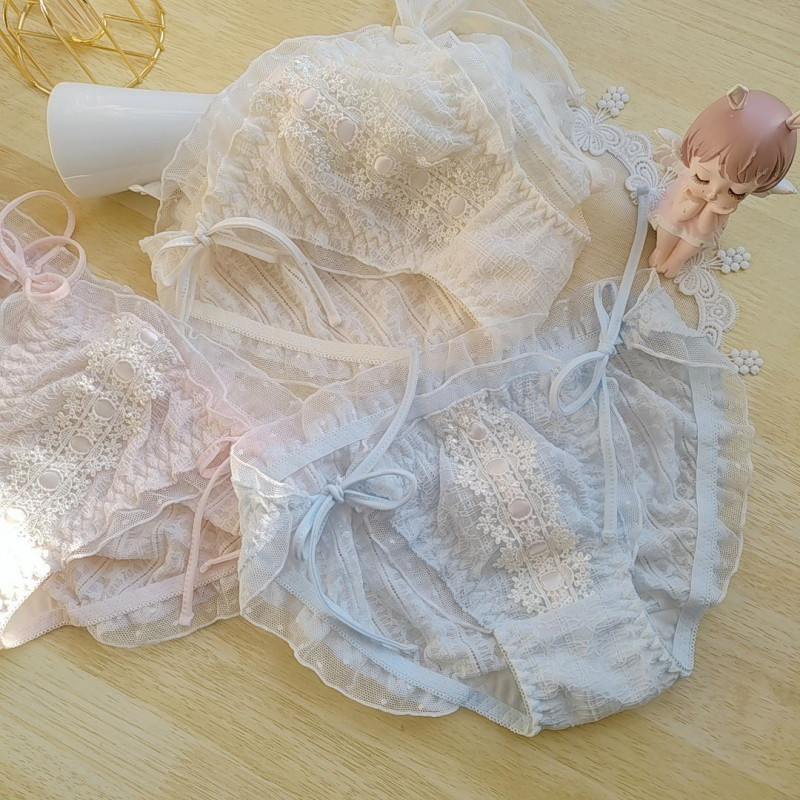 Japanese Women’s Briefs Lace Ruffled Edges Princess Girl Sweet Lace Up Underwear