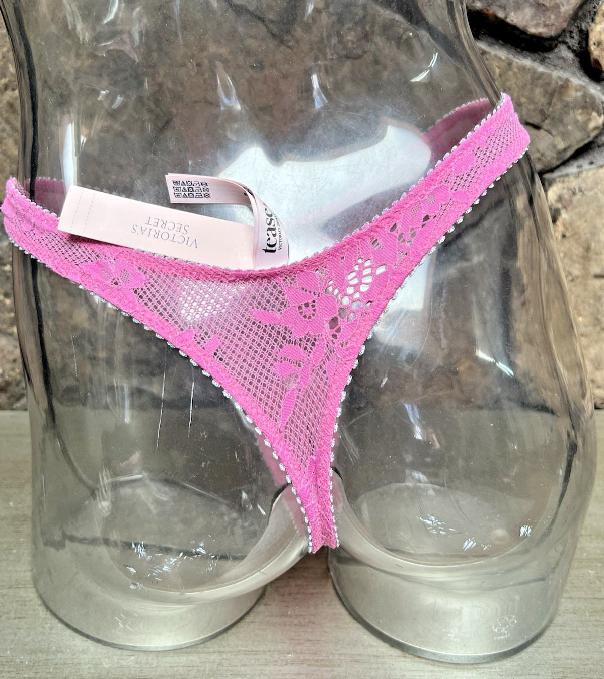 Victoria’s Secret Tease High Leg Scoop THONG Panty Sz XS New Peony/Waterfall NWT