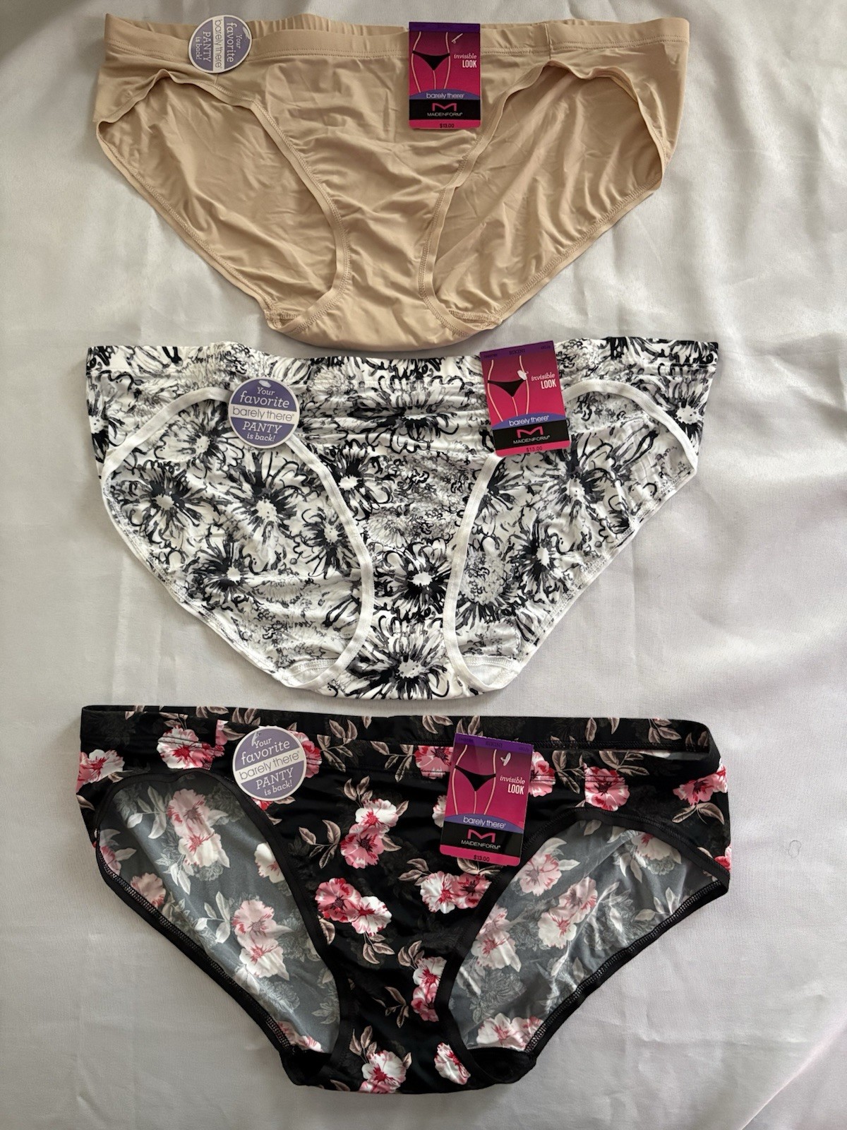 NEW Maidenform Bikini Barely There Invisible Look Panties 3 Pair DMBTBK 2xlarge