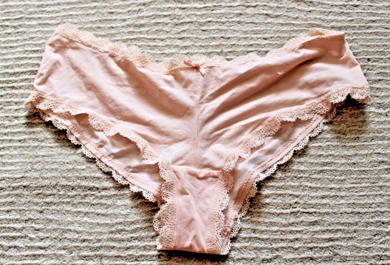 Brand New Lace Trimmed Bikini Style Knickers, Beige/Nude, Medium UK 10-12