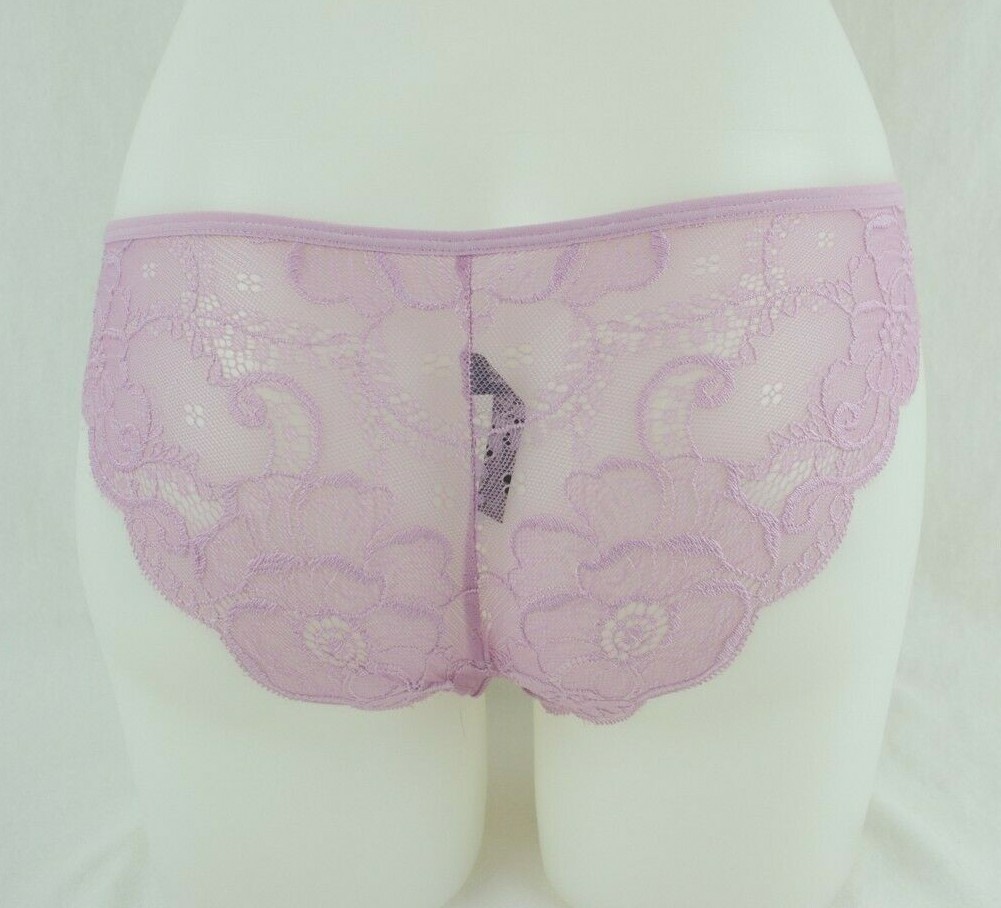 BootayBag Lilac Floral Lace Back Nylon Blend Bikini Panties Women’s Sz Small NWT
