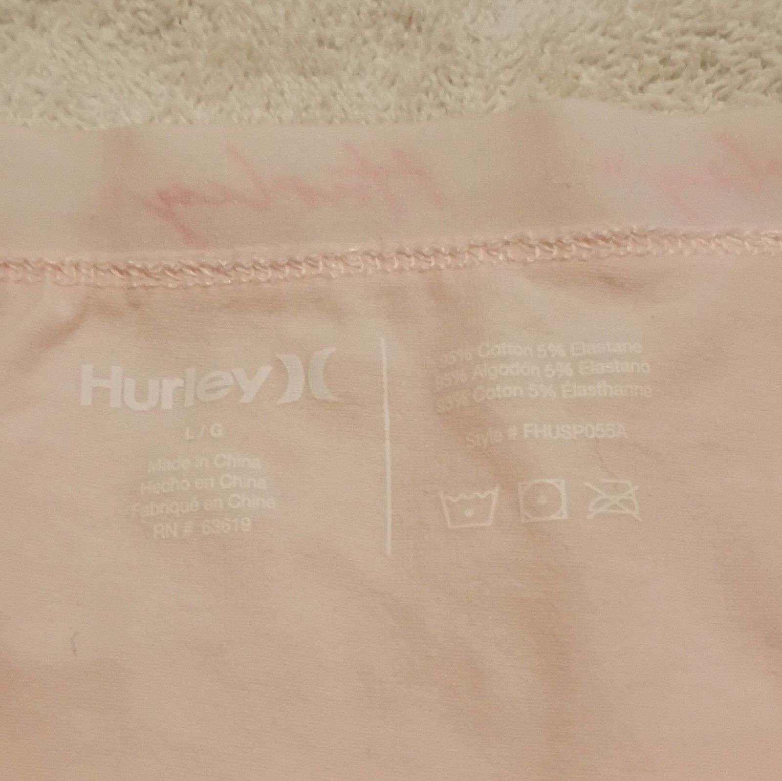Hurley Pink Brief Panties L Cotton Elastane Solid Logo 1 Pack FHUSP055A