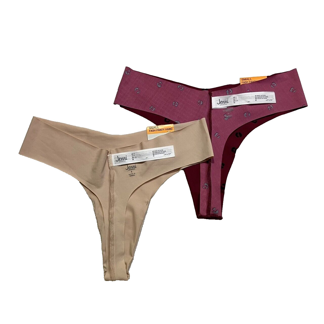 NWT 2-Pack Jenni Woman’s S No-Show Thong Underwear Assorted