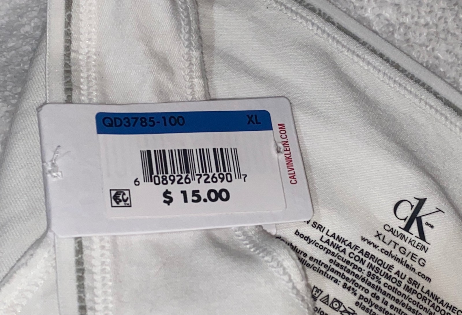 CALVIN KLEIN CK One Cotton White Grey Bikini Panty NEW Womens Sz S M 6 L 7 XL 8