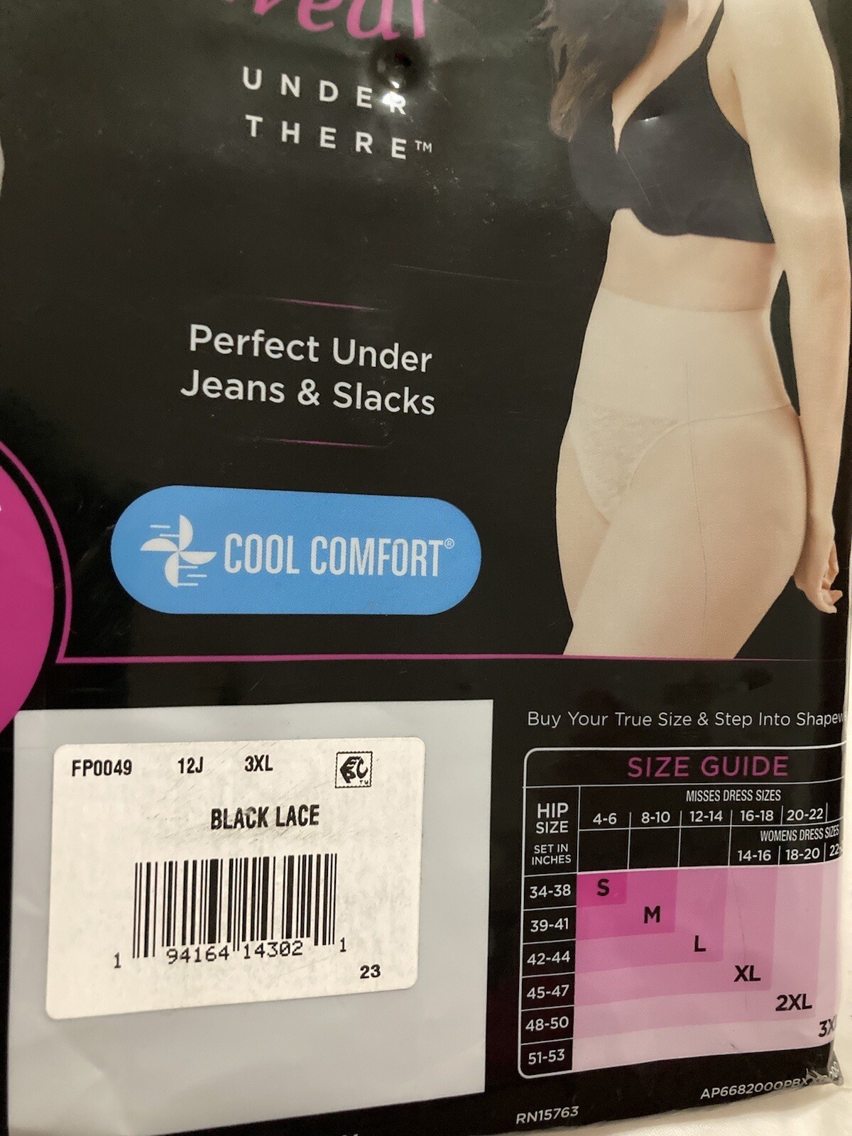 Maidenform Flexees Womens Shapewear Cool Comfort Thong Black Lace 3XL