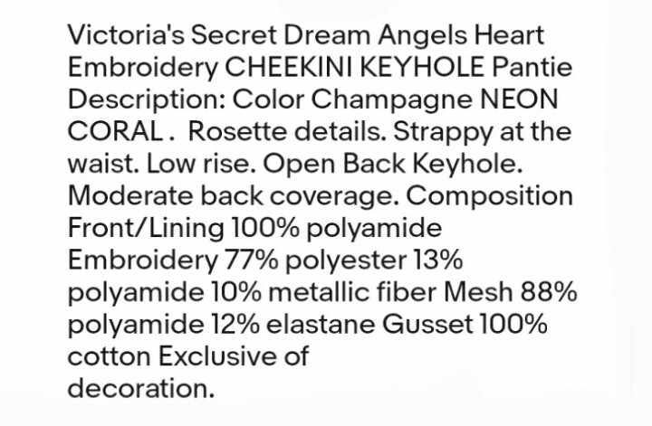 Victoria’s Secret Dream Angels Embroidery Strappy Open Back Cheekini XL Pantie