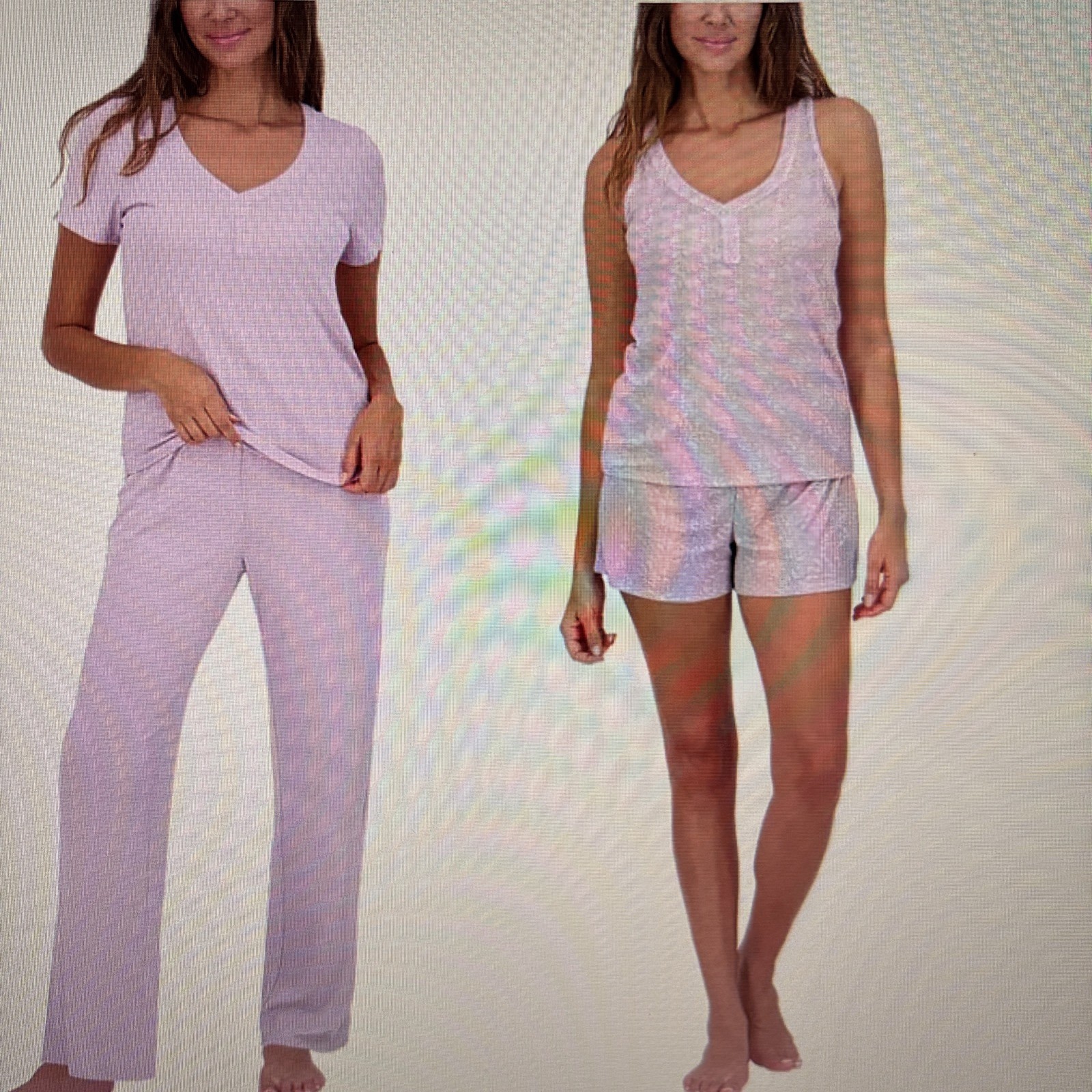 Live2Lounge Women’s 4‑Piece Pointelle Pajama Lounge Set Purple Size Large NWT