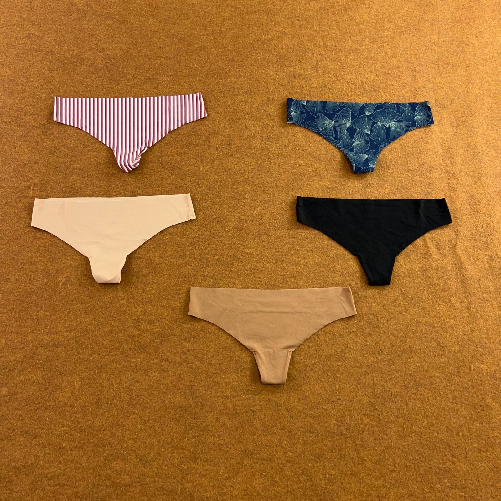 Auden Womens XS Multicolor Seamless Laser Cut Thong Panty 5 Pack New *Flaw