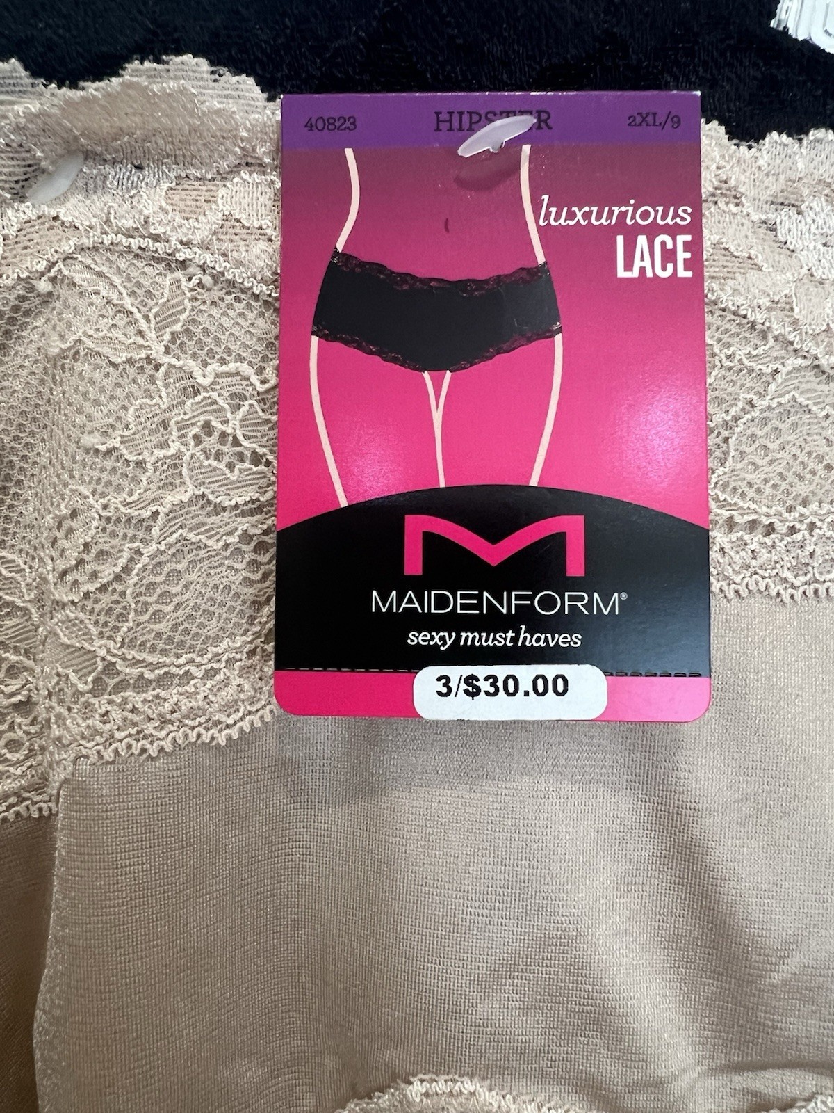 3-Pack MAIDENFORM Luxurious Lace Hipster Sexy Must Haves 40823 Size 2XL/9 New!