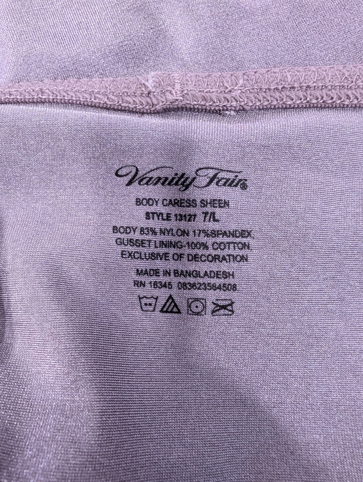 Vanity Fair Body Caress Sheen Brief Large 7 New Women Satin Panty Nylon 13127