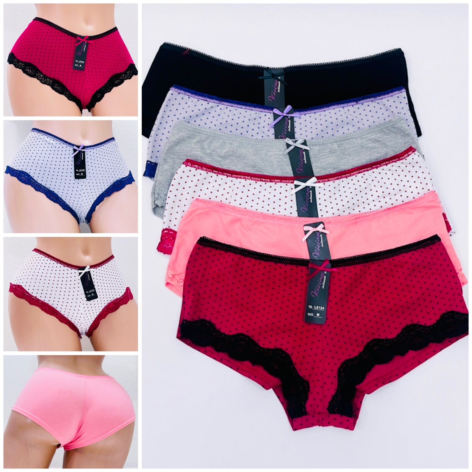 6-12 Bikini Boykini Cheeky Shorts Panties COTTON Short Boxer Underwear 8124 S-XL