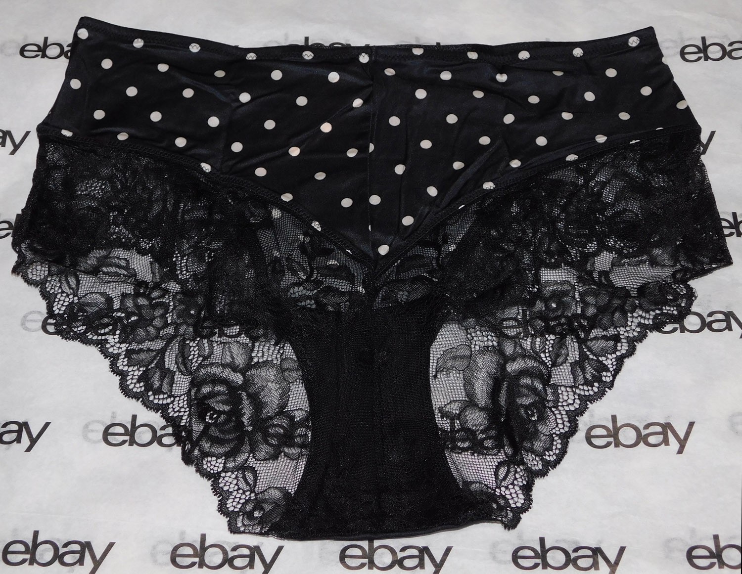 NEW Victoria’s Secret Very Sexy High-Waist Brief Panty Large Polka Dot Satin VS