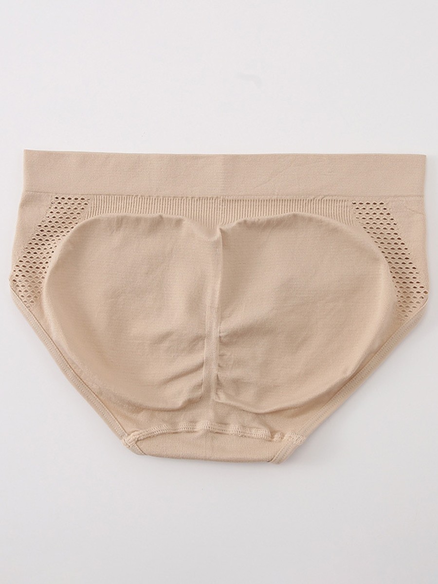 Hollow-out Panties Seamless Triangle Medium Stretch Solid Color Pattern