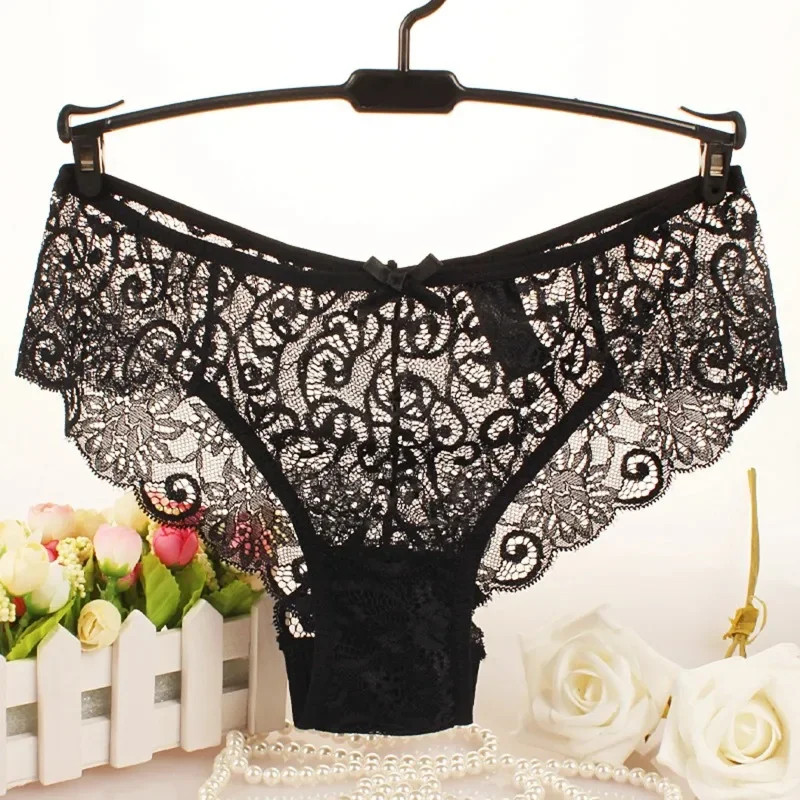 Women Plus Size Sexy Thongs 2024 Lace Cutout Hollow Waist Feminina Sexy Panties