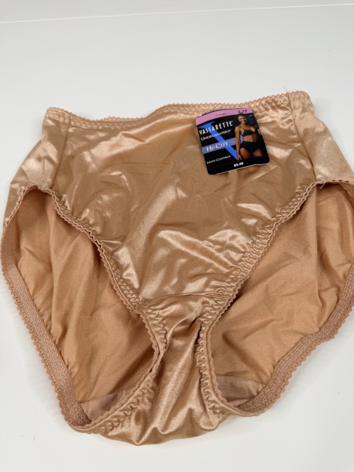 satin Vassarette tan Large Undershapers Women’s hi Cut Brief Panties 48001 7