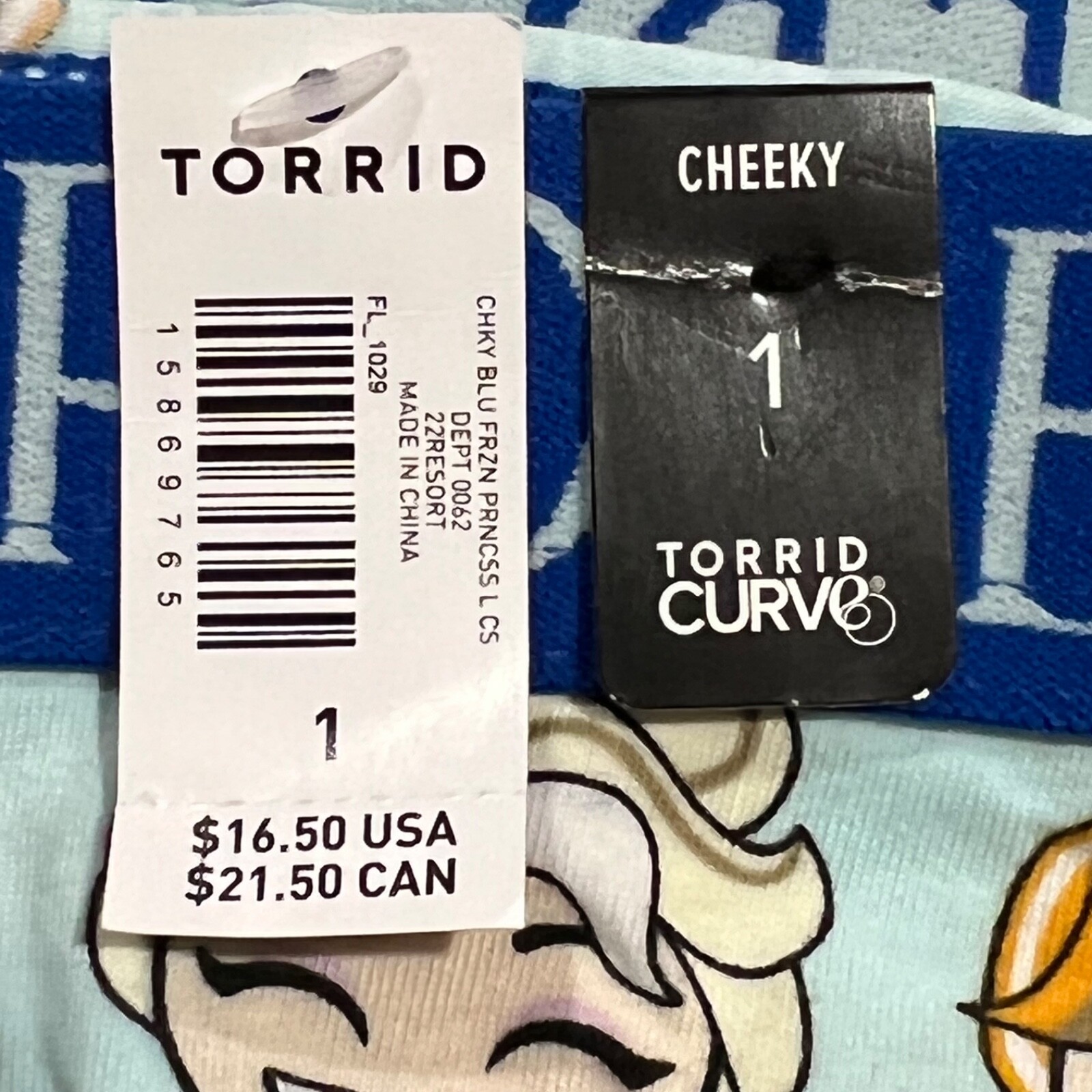 NWT TORRID Cheeky Pantie Underwear Sz 0X-1X-2X-3X-4X Blue Frozen Anna Elsa
